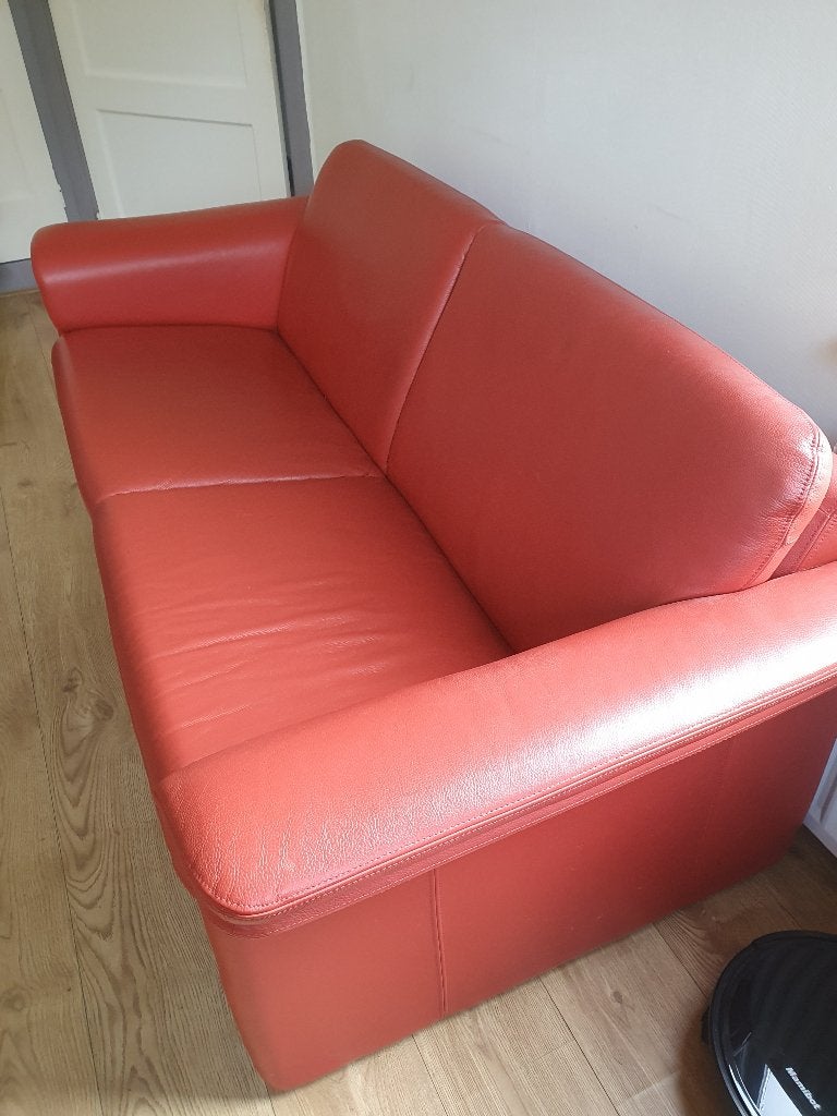 eolux Bora Bora 2.5-zits bank – Rood kwaliteitsleder  TOP, Ophalen, 90 cm, Eenpersoons, 190 cm of minder