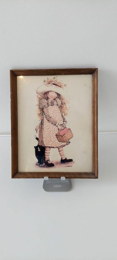 Vintage schilderij Denise Holly Hobbie Greeting 19.5 x 25 cm, Huis en Inrichting, Woonaccessoires | Wanddecoraties, Eu, Gebruikt