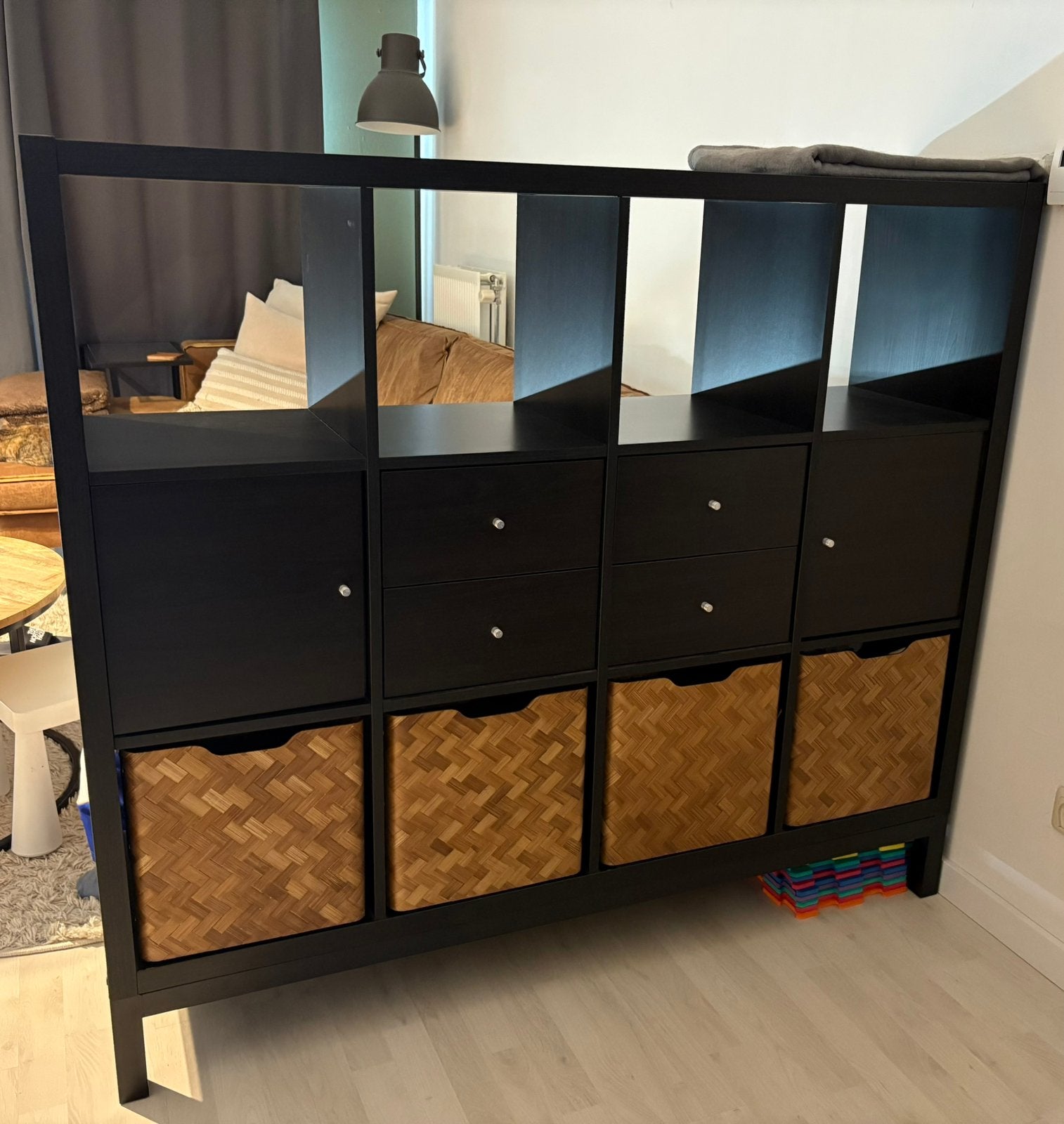Kallax kast 12 vakken incl. Onderstel en accessoires, Huis en Inrichting, Kasten | Wandmeubels, Ophalen, 100 tot 150 cm, Zo goed als nieuw