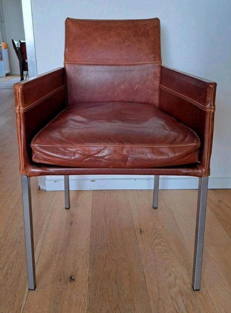 Leren bruine design stoel van KFF, Ophalen, Gebruikt, Bruin, Leer