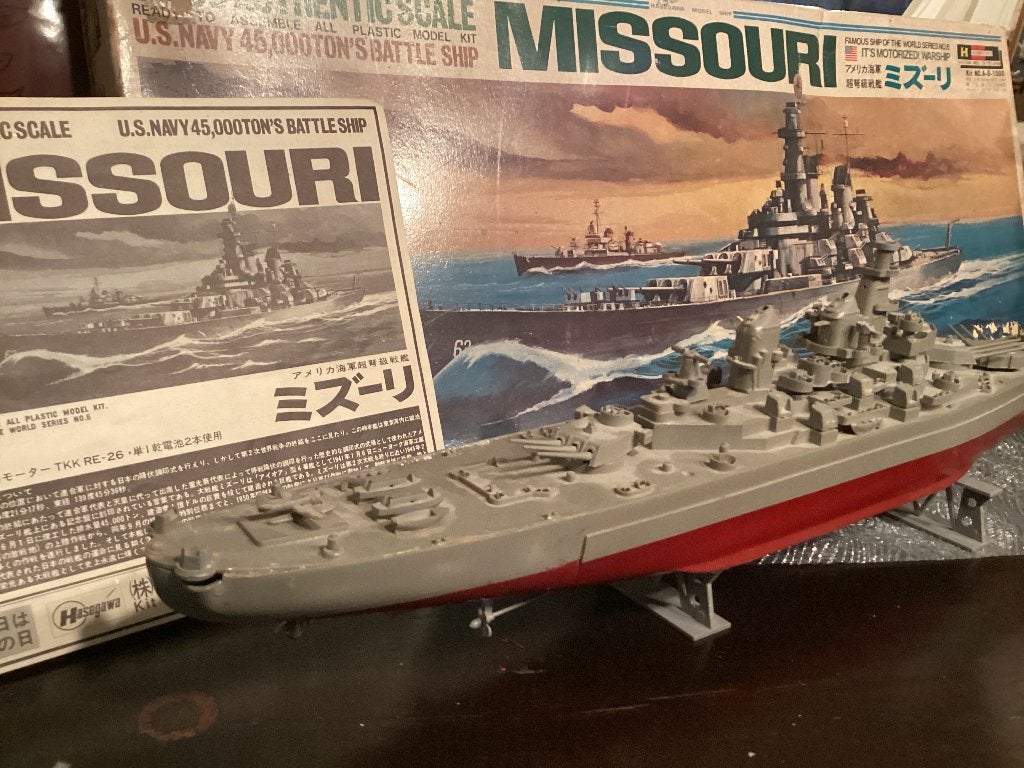 Hasegawa USS Missouri 1:450 schaal modelbouw schip vintage, Ophalen of Verzenden, Gebruikt, Groter dan 1:32, Overige merken