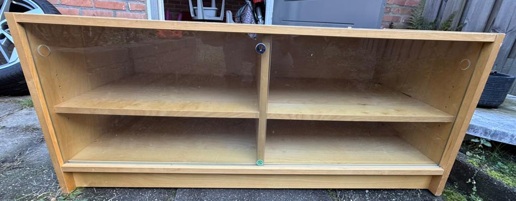 Televisie kast met glazen schuifdeuren, Ophalen, Gebruikt, 25 tot 50 cm, Minder dan 100 cm