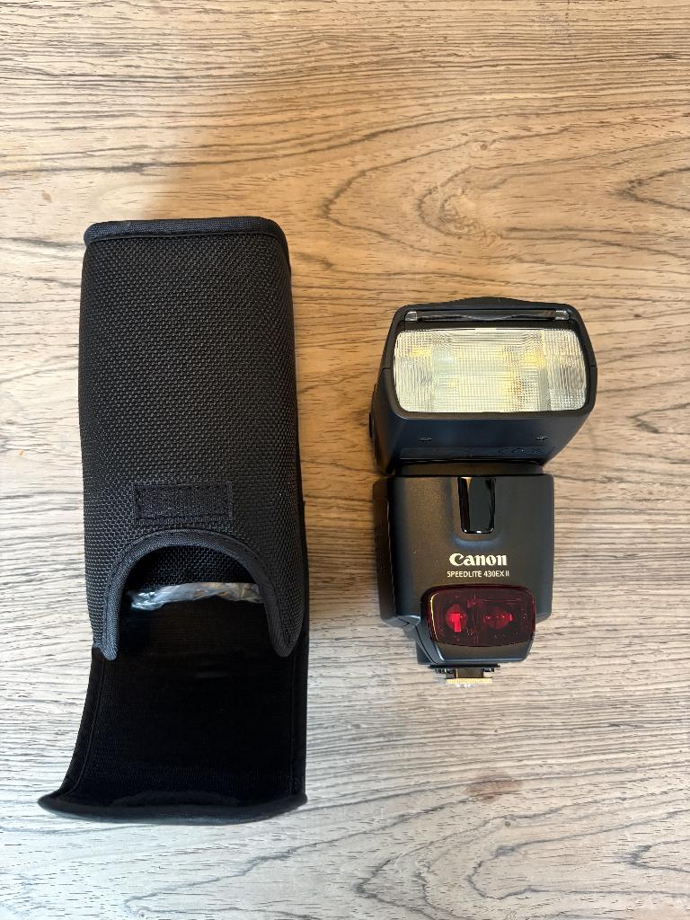 Canon Speedlite 430EX II — flitser met hoes, Ophalen, Zo goed als nieuw, Canon, Kantelbaar