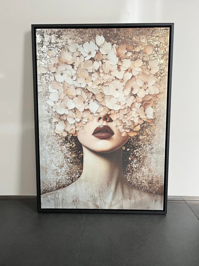 Bloemenmasker schilderij canvas, Ophalen, Nieuw, Schilderij, 75 cm of meer