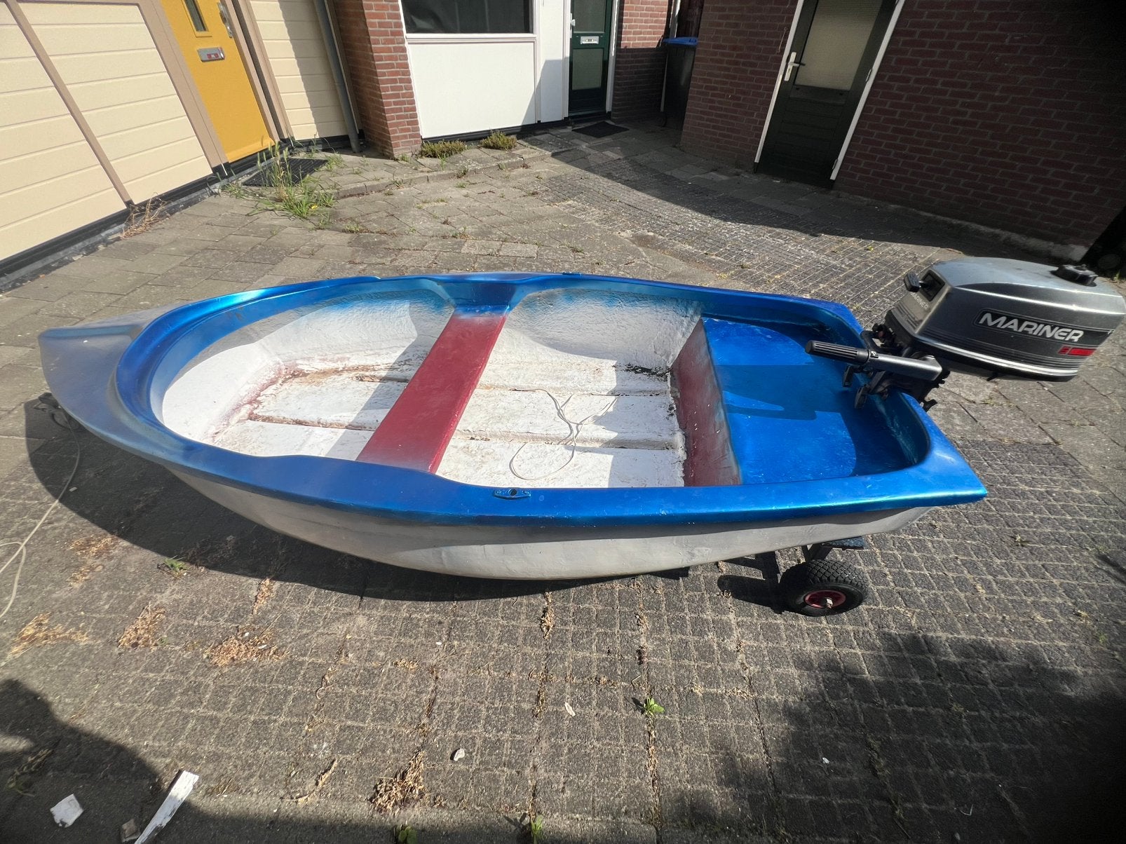 Polyester boot, motor en hand trailer ( lees beschrijving ), Ophalen, Gebruikt, Overige typen, Motorboot