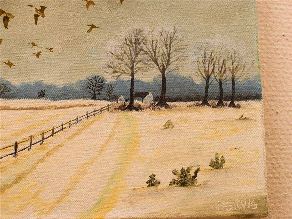 Schilderij van een winterlandschap 53928, Ophalen of Verzenden, Gebruikt, Minder dan 50 cm, Schilderij