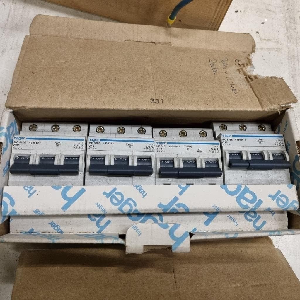 HAGER  INSTALLATIE AUTOMATEN 3 FASE 3 POLIG B16 / C16 / C25, Ophalen of Verzenden, Nieuw