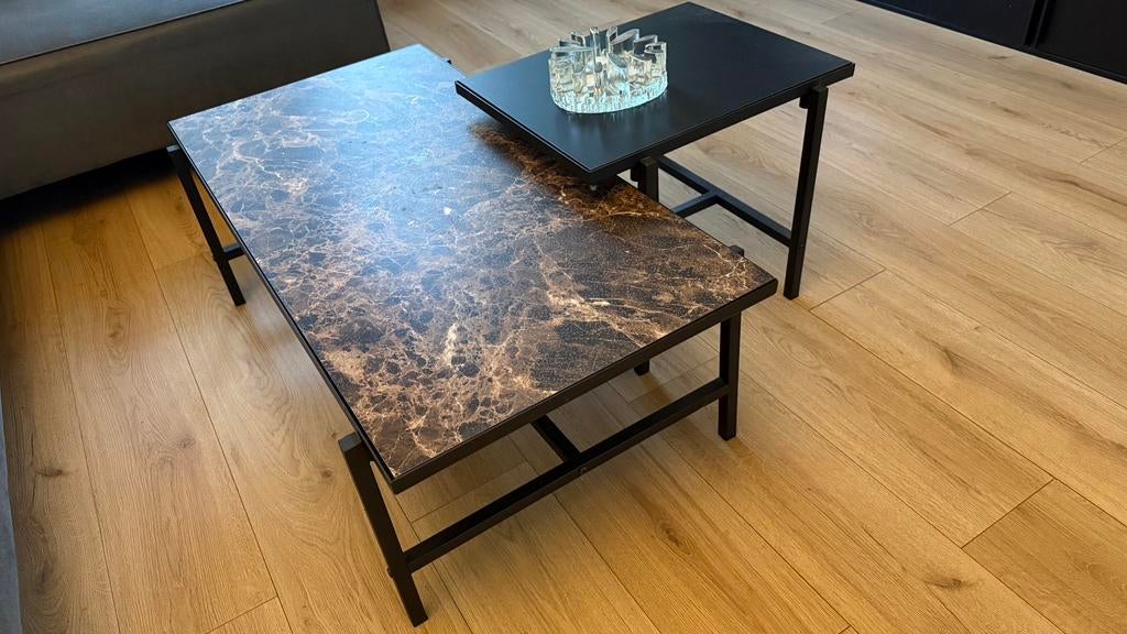Woood salontafel duo, Huis en Inrichting, Tafels | Salontafels, Ophalen, 50 tot 100 cm, Rond, Zo goed als nieuw