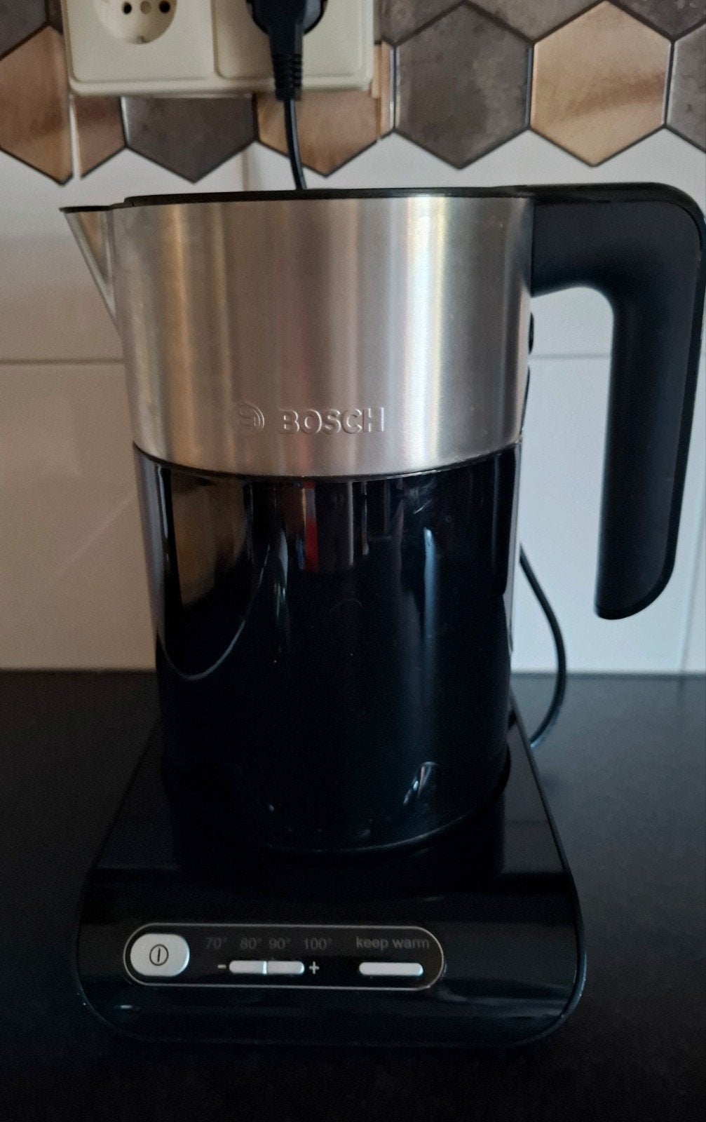 Bosch Styline waterkoker met temperatuurregeling en warmhoud, Witgoed en Apparatuur, 1 tot 2 liter, Ophalen of Verzenden, Zo goed als nieuw