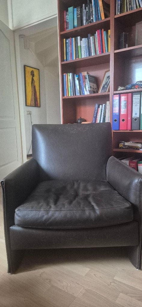 Fauteuil leer, Ophalen, Gebruikt, Vintage, 75 tot 100 cm