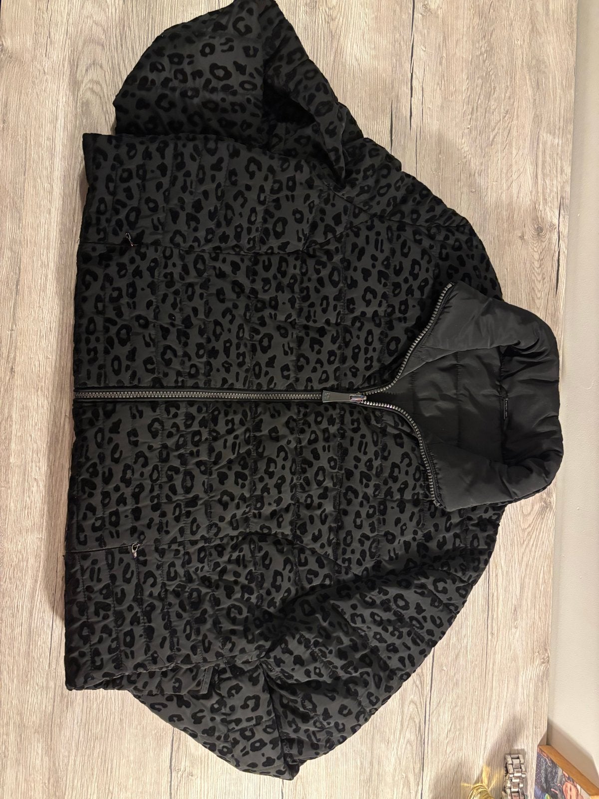 Barbara Lebek dubbele jas met luipaardprint - Maat L, Kleding | Dames, Ophalen of Verzenden, Gedragen, Maat 42/44 (L), Zwart