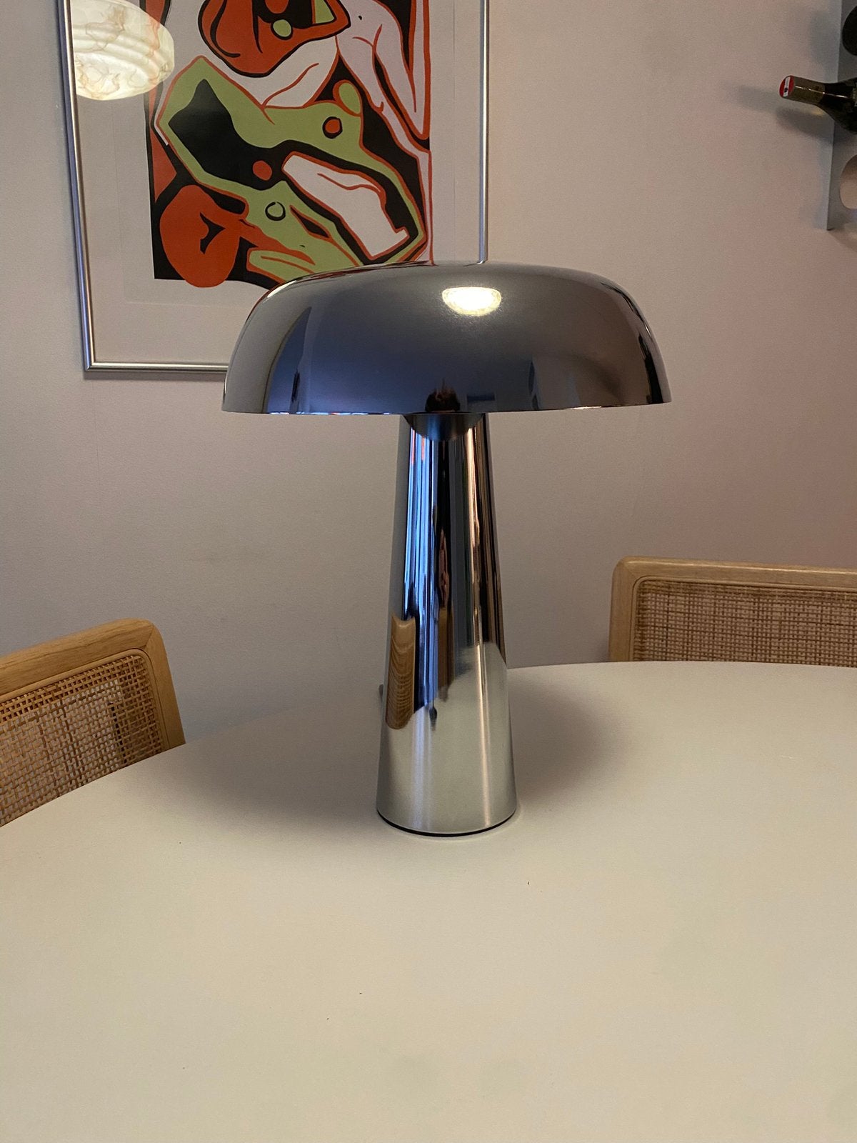 Mooie chrome tafellamp, Ophalen, Kunststof, 50 tot 75 cm, Zo goed als nieuw