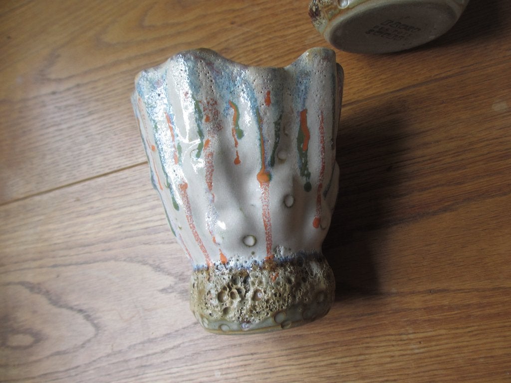 3 stuks Unieke Vintage Aardewerk Vaas – Des Pots | Zeldzaam, Huis en Inrichting, Handgemaakt, Meerkleurig, Zo goed als nieuw, Steen/keramiek