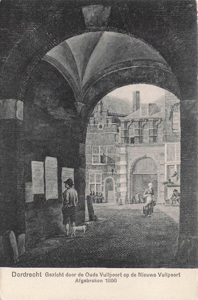 702-282-011 Dordrecht Gezicht Door De Oude Vuilpoort Op De, Verzenden, Voor 1920, Zuid-Holland