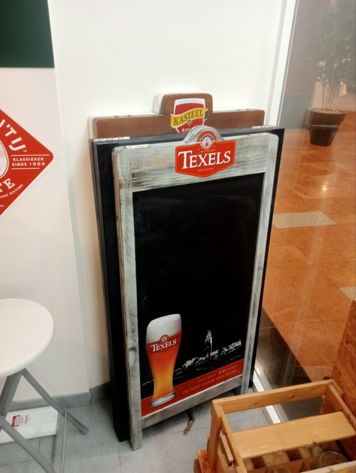 Texels & Kasteel Reclamebord / Stoepbord Horeca, Ophalen of Verzenden, Gebruikt, Reclamebord