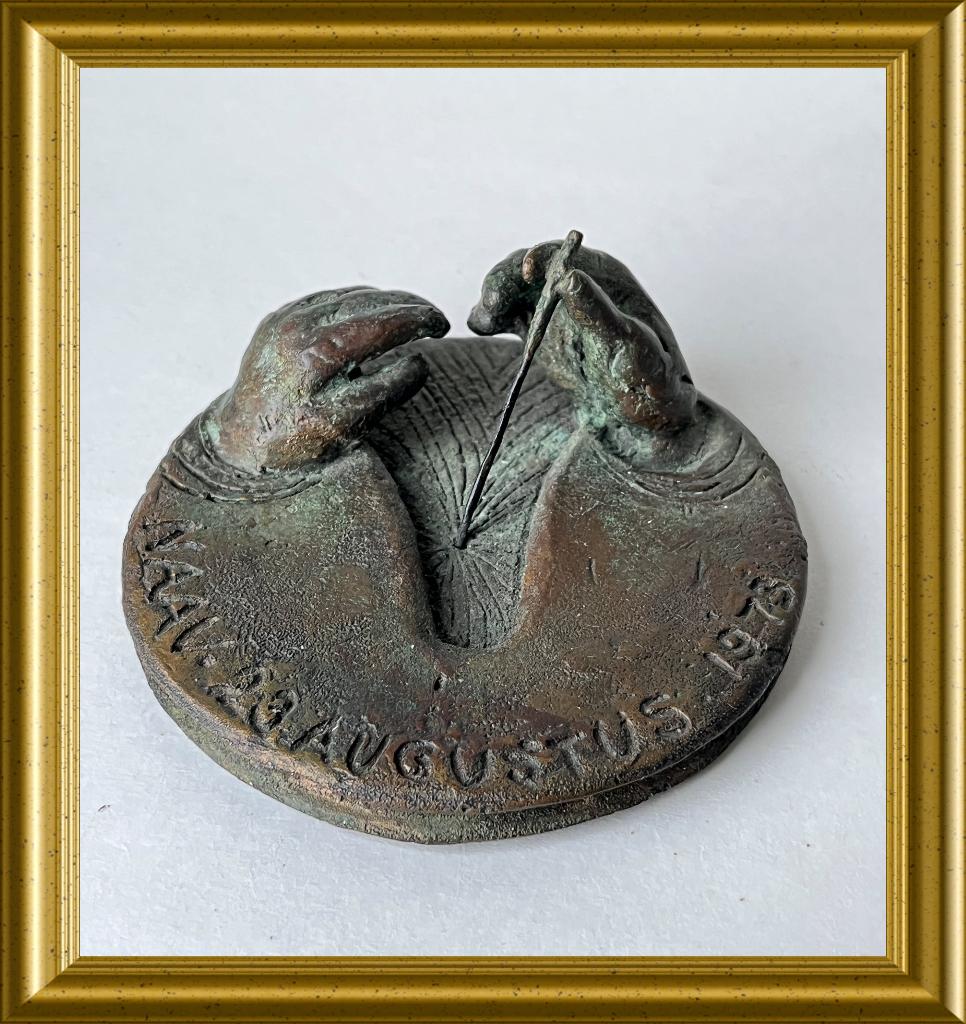 Oude bronzen plaquette NAAV, 1973, acupunctuur handen naald, Antiek en Kunst, Antiek | Koper en Brons, Ophalen of Verzenden, Brons