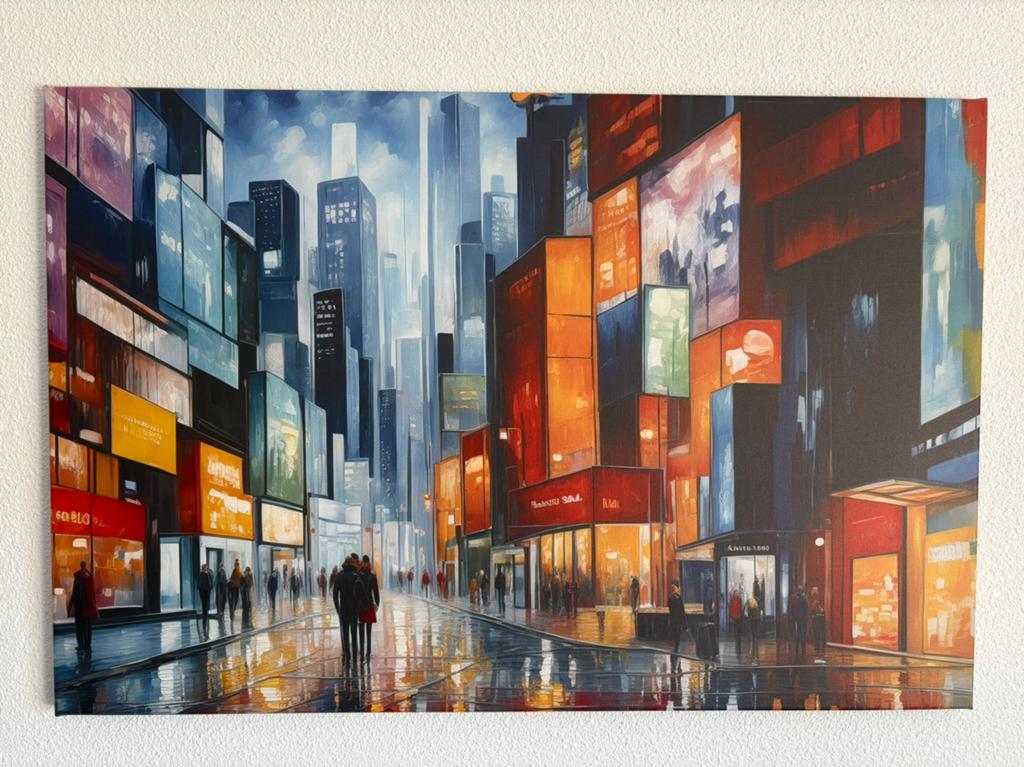 Stadsgezicht Canvas Schilderij - Moderne Kunst, Antiek en Kunst, Kunst | Schilderijen | Modern, Ophalen