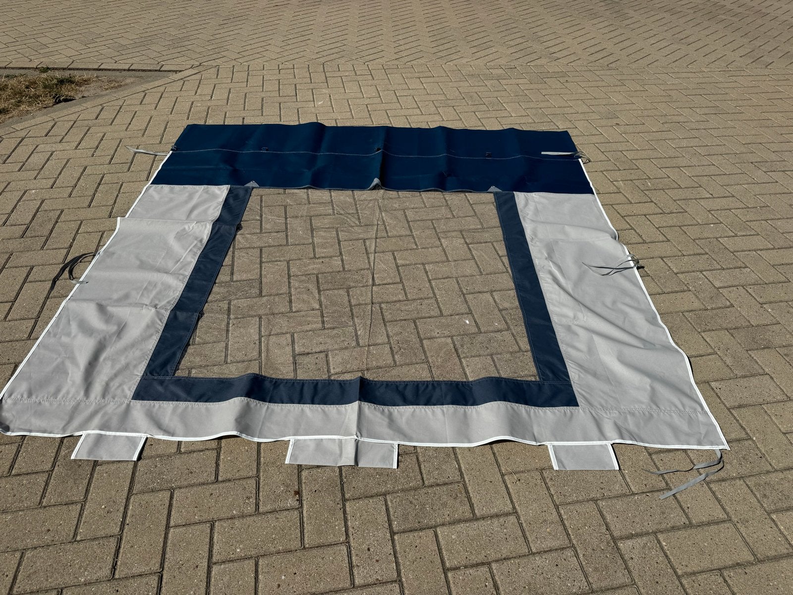 Voortentluifel zijwand met raam - Grijs/Blauw, Ophalen of Verzenden, Gebruikt