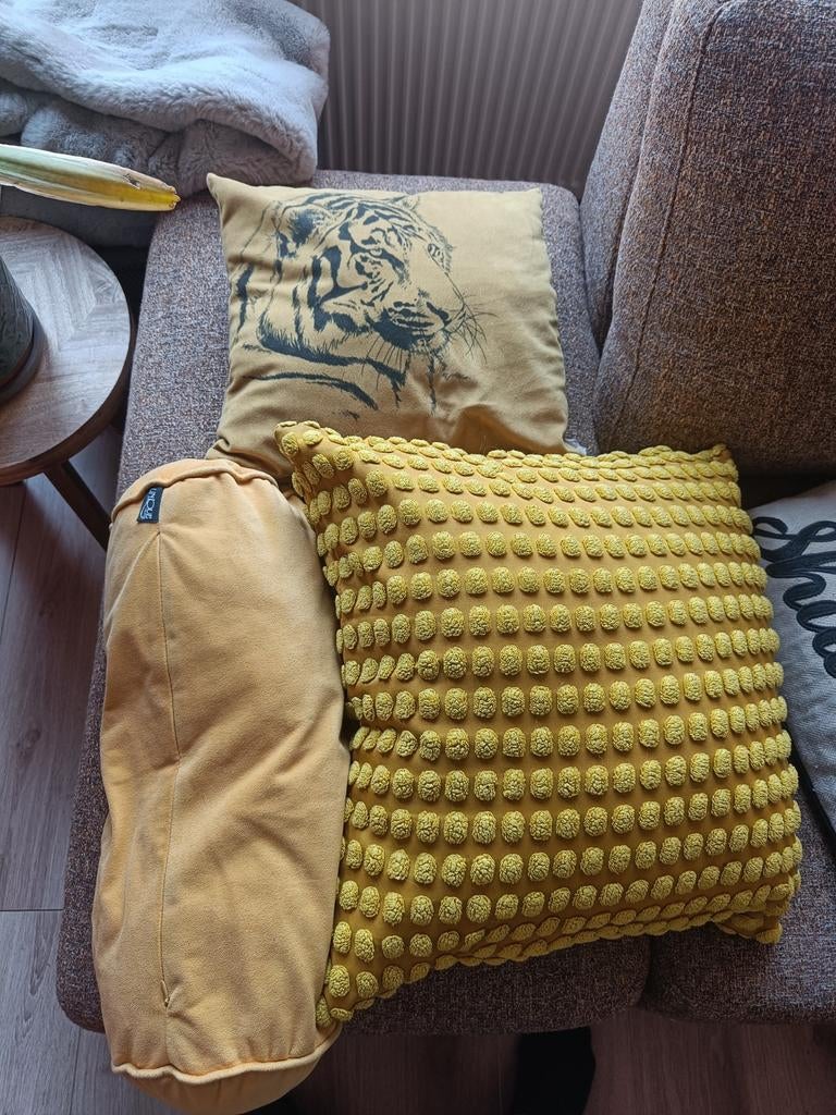 Decoratieve kussens voor op de bank, Huis en Inrichting, Ophalen, Gebruikt, Geel, Overige vormen