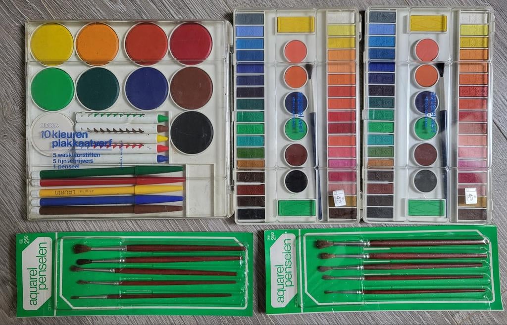 Unieke Set Vintage HEMA Verfdozen 3x -Jaren '80/'90 - Retro!, Hobby en Vrije tijd, Tekenen, Ophalen of Verzenden, Nieuw, Overige typen
