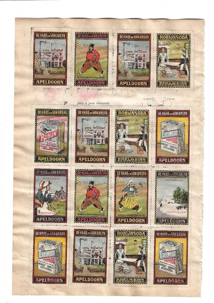 Apeldoorn Sluitzegels van De Haas en van Brero 16 stuks, Ophalen of Verzenden, Zo goed als nieuw, Overige typen