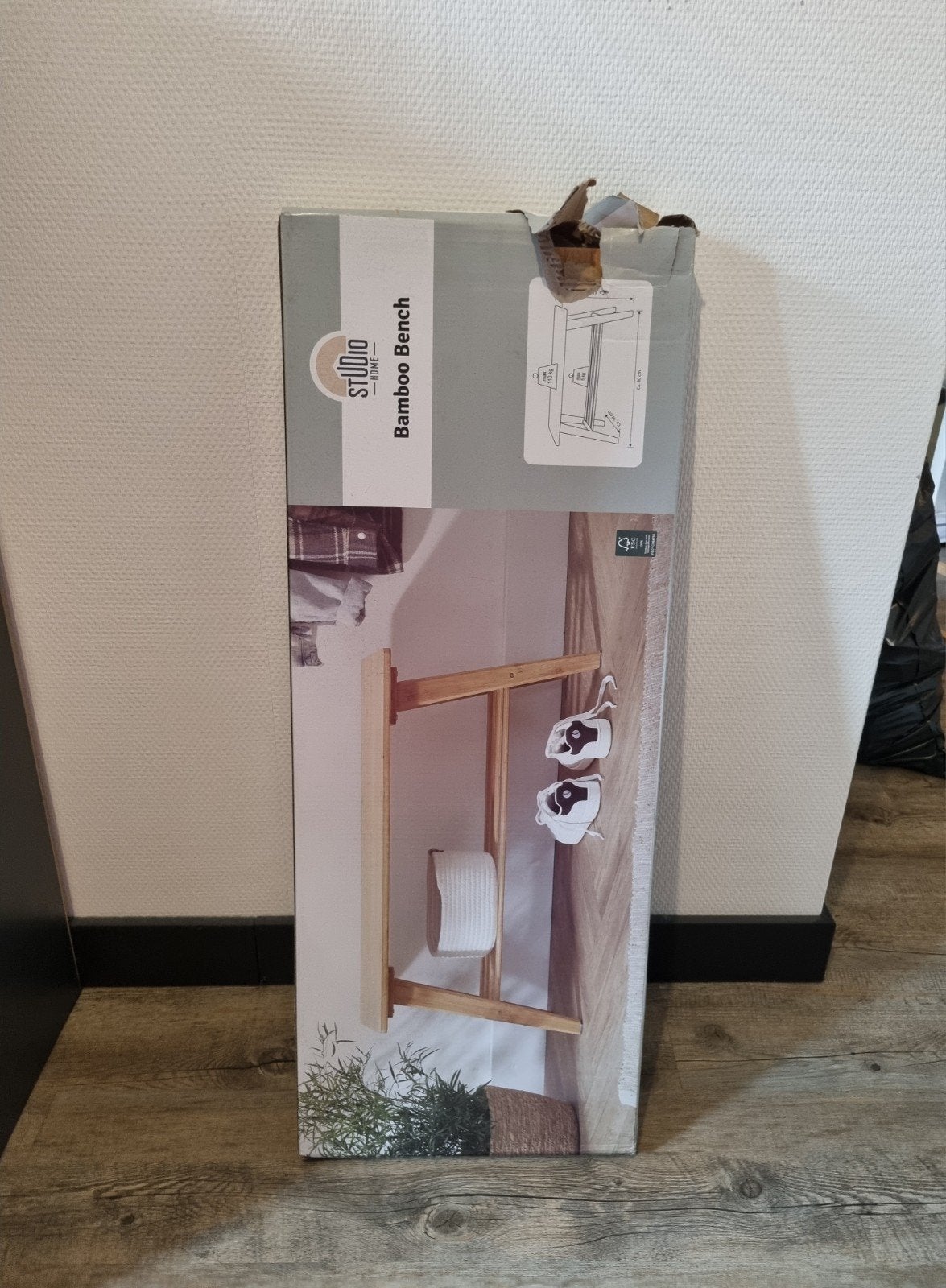 Moderne bamboe bijzettafel/bankje - 80x32x81.5 cm, Ophalen, Nieuw, 75 cm of meer, Modern
