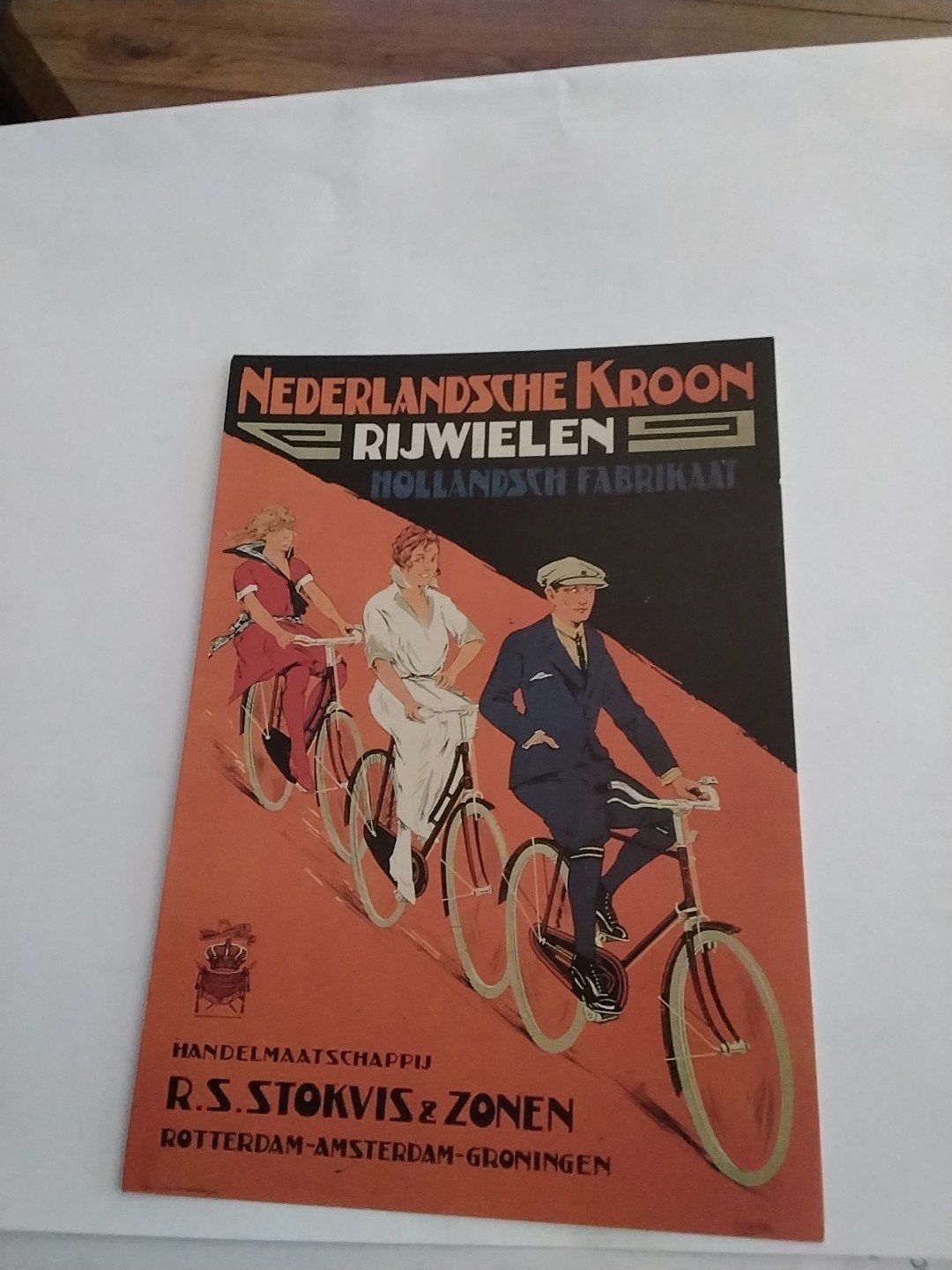 Oude reclamekaart Nederlandse Kroon Rijwielen, Ophalen of Verzenden, 1920 tot 1940, Gelopen