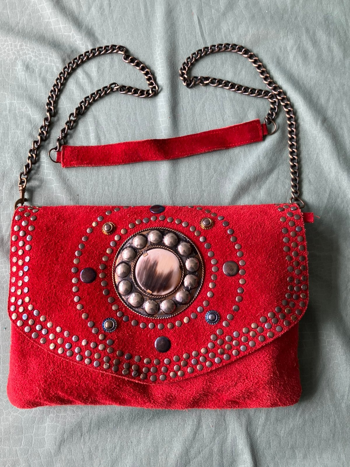 Boho Red Festival Suede Envelope Clutch Chain Bag, Verzenden, Nieuw, Rood, Schoudertasje