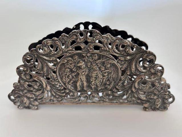 Antieke Verzilverde Servettenhouder - De Nachtwacht (12cm), Antiek en Kunst, Ophalen of Verzenden