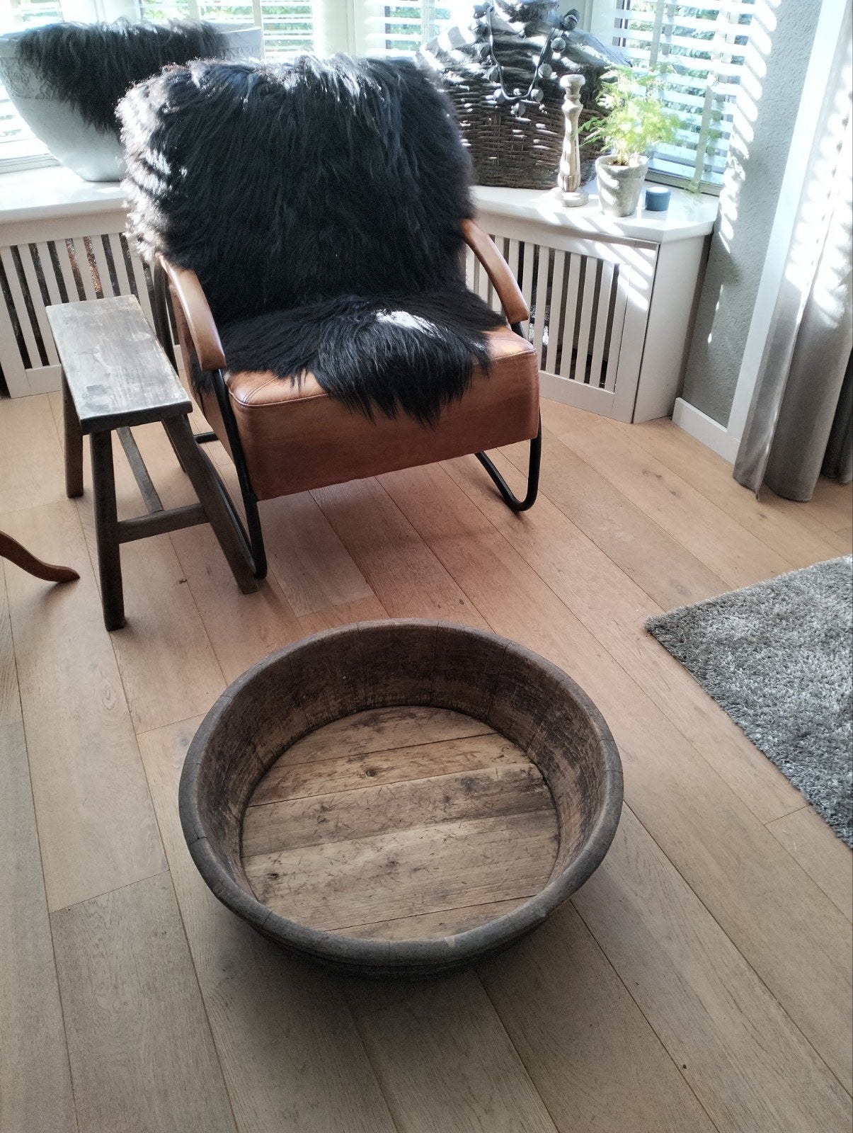 Grote Oude Olijfbak - Rustieke Houten Schaal (ca. 70 cm), Ophalen