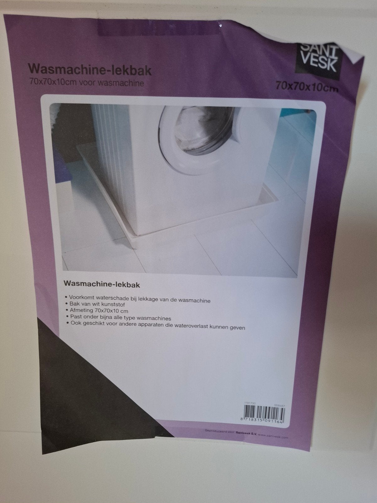 Wasmachine lekbak 70x70x100cm - Voorkom waterschade, Witgoed en Apparatuur, Onderdelen en Toebehoren, Ophalen, Nieuw
