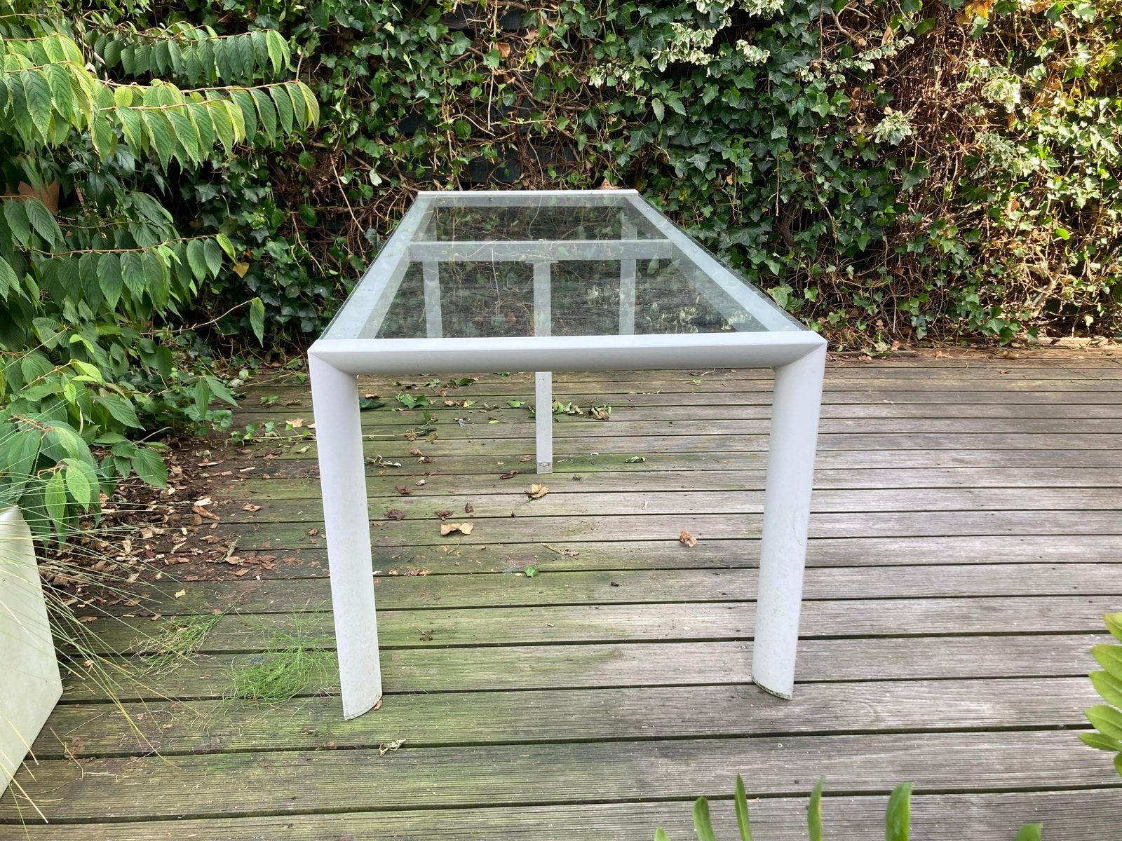 Aluminium tuintafel met glasplaat – 240 x 90 cm, Ophalen, Gebruikt, Rechthoekig, Metaal