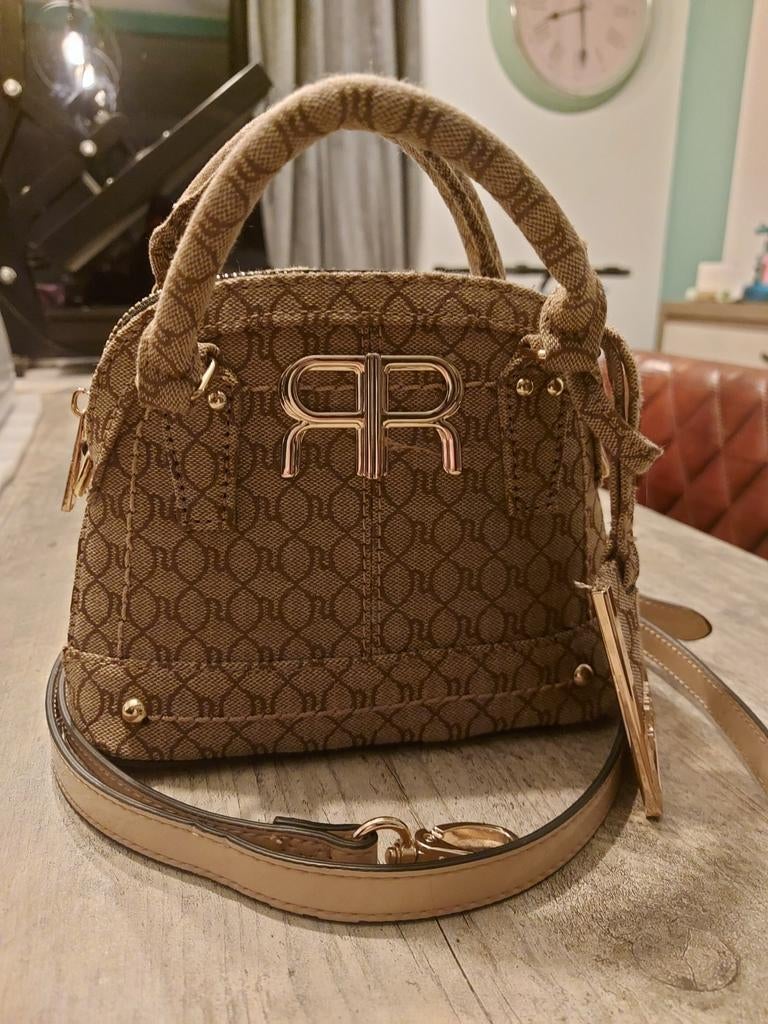 River Island Handtas met Monogram Patroon, Ophalen of Verzenden, Zo goed als nieuw, Bruin, Handtas