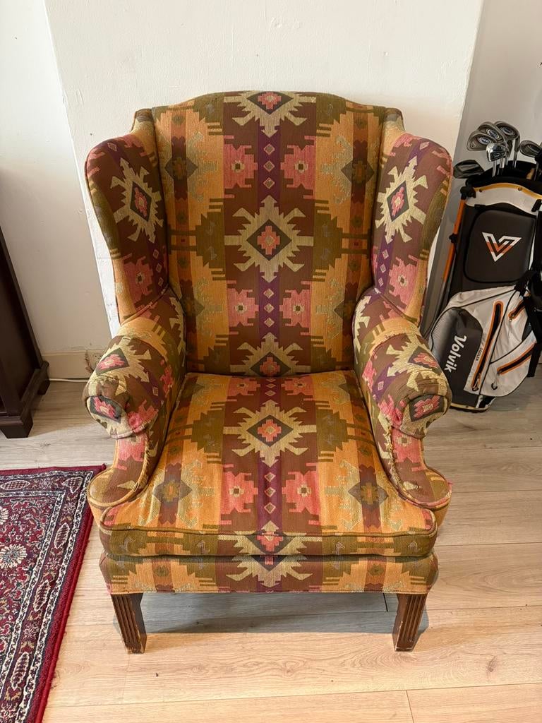 Chesterfield Kelim Fauteuil, Ophalen of Verzenden, Zo goed als nieuw, 75 tot 100 cm