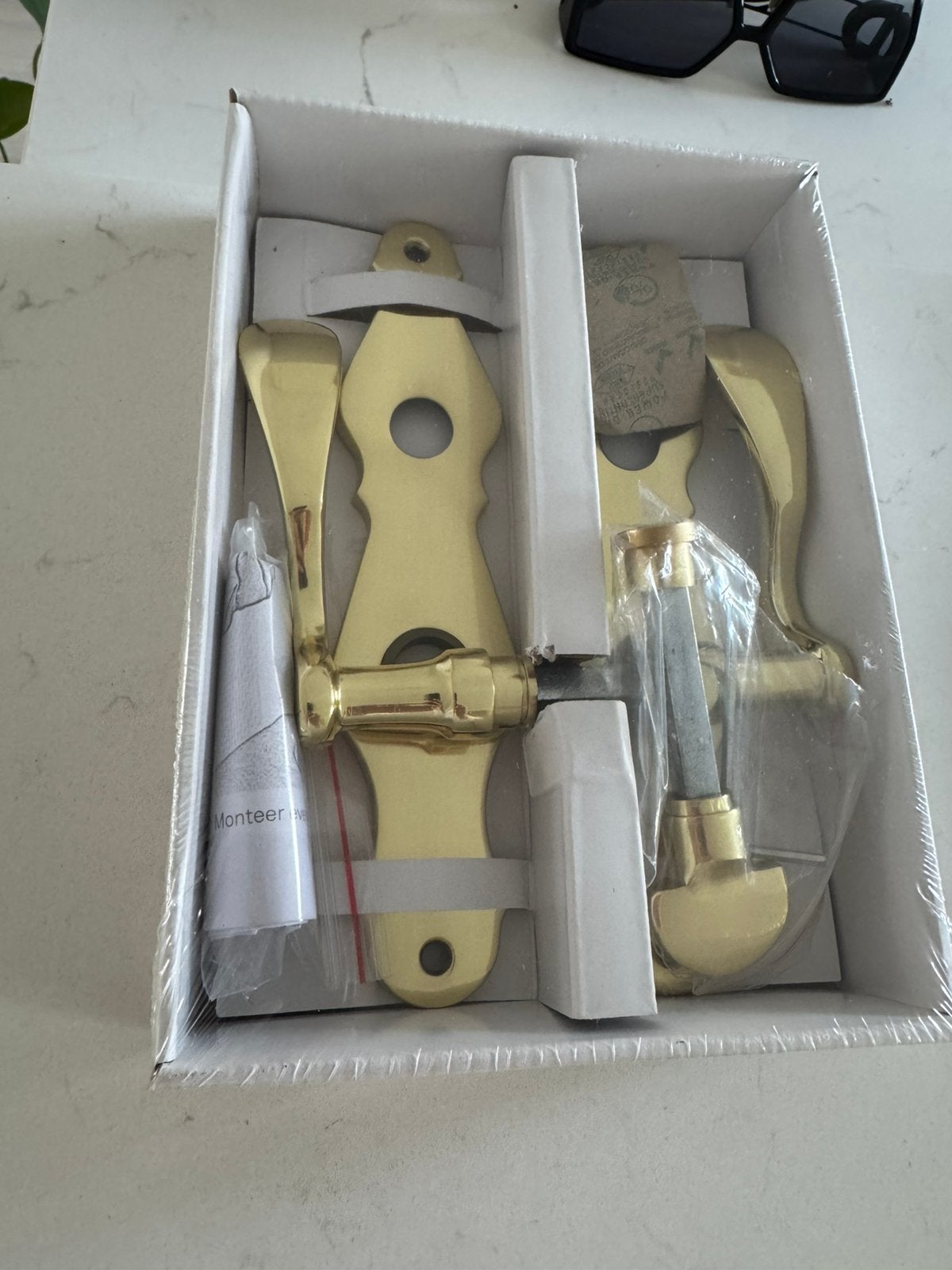 Gamma deurkruk set Lepel ovaal blind schild messing glans, Ophalen of Verzenden, Zo goed als nieuw, Koper of Messing, Klink of Kruk