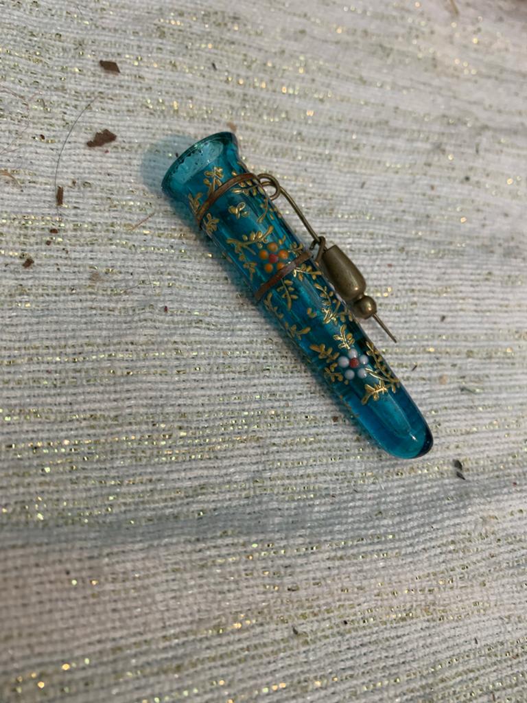 Antieke Moser Glazen Bloemhouder met Gouden Uberfang, Antiek en Kunst, Antiek | Glas en Kristal, Ophalen of Verzenden