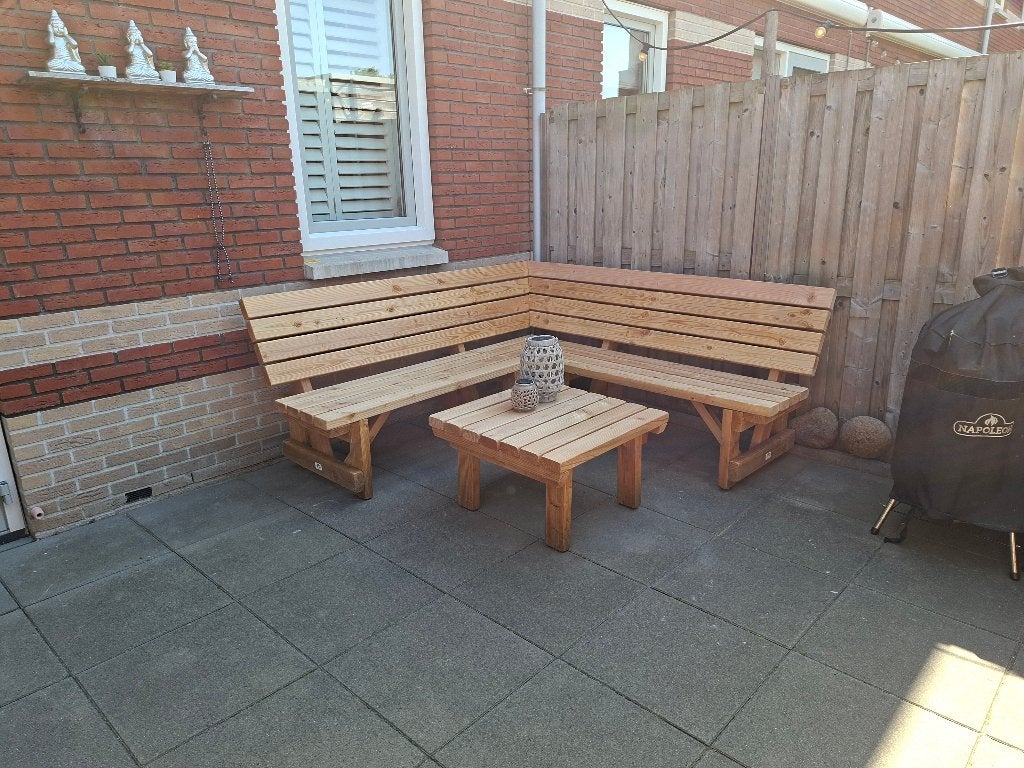 tuinbank hoekbank  elke maat tot 4 meter lang douglas hout, Ophalen of Verzenden, Nieuw, Hout