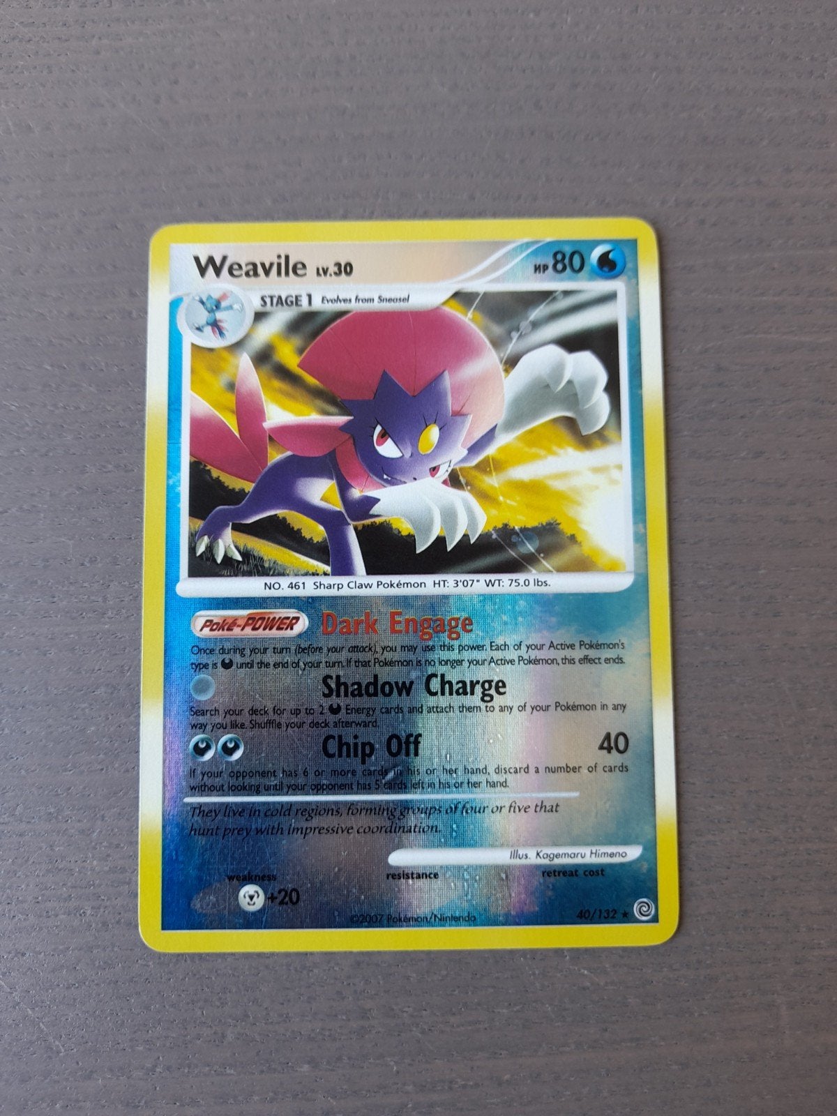 Secret wonders 40/132 weavile reverse, Ophalen of Verzenden, Gebruikt, Losse kaart, Foil