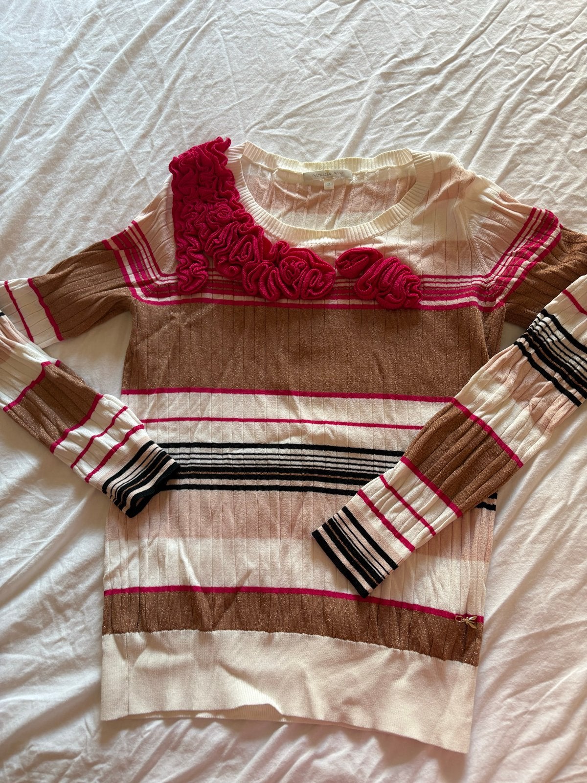 Patrizia Pepe top maat 38 met roze details, Maat 38/40 (M), Meerkleurig, Ophalen of Verzenden, Lange mouw