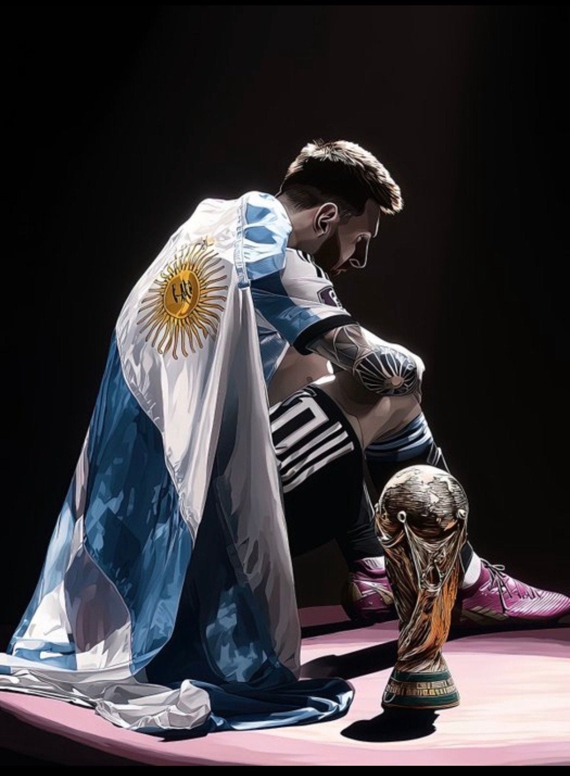 Messi WK 2022 Kampioen - Unieke Voetbal Kunstprint, Verzamelen, Ophalen of Verzenden
