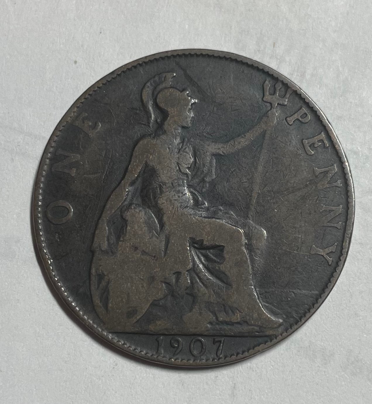 1 penny Engeland 1907, Postzegels en Munten, Ophalen of Verzenden, Overige landen