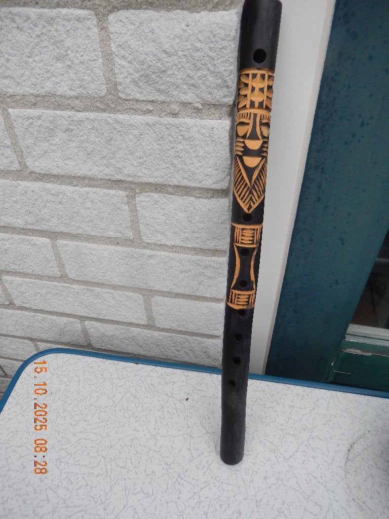 Vintage Afrikaanse Houten Fluit – Handgesneden Houtsnijwerk, Overige onderwerpen, Houtsnijwerk, Ophalen of Verzenden, Handgemaakt
