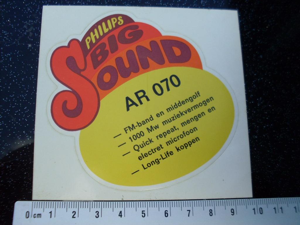sticker philips big sound AR 70 radio fm middengolf logo, Verzamelen, Stickers, Verzenden, Zo goed als nieuw, Merk