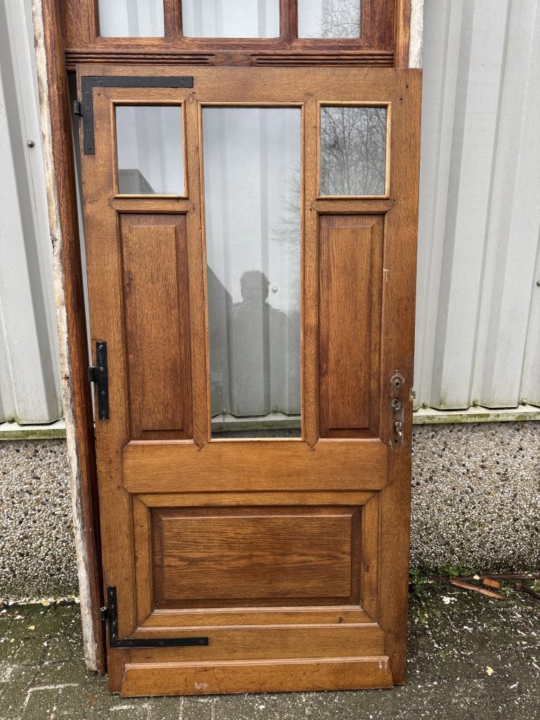 Prachtige antieke massieve eiken voordeur met kozijn, 100 tot 120 cm, La belle porte, Jurgen.hoogenboezem@gmail.com, 200 tot 215 cm