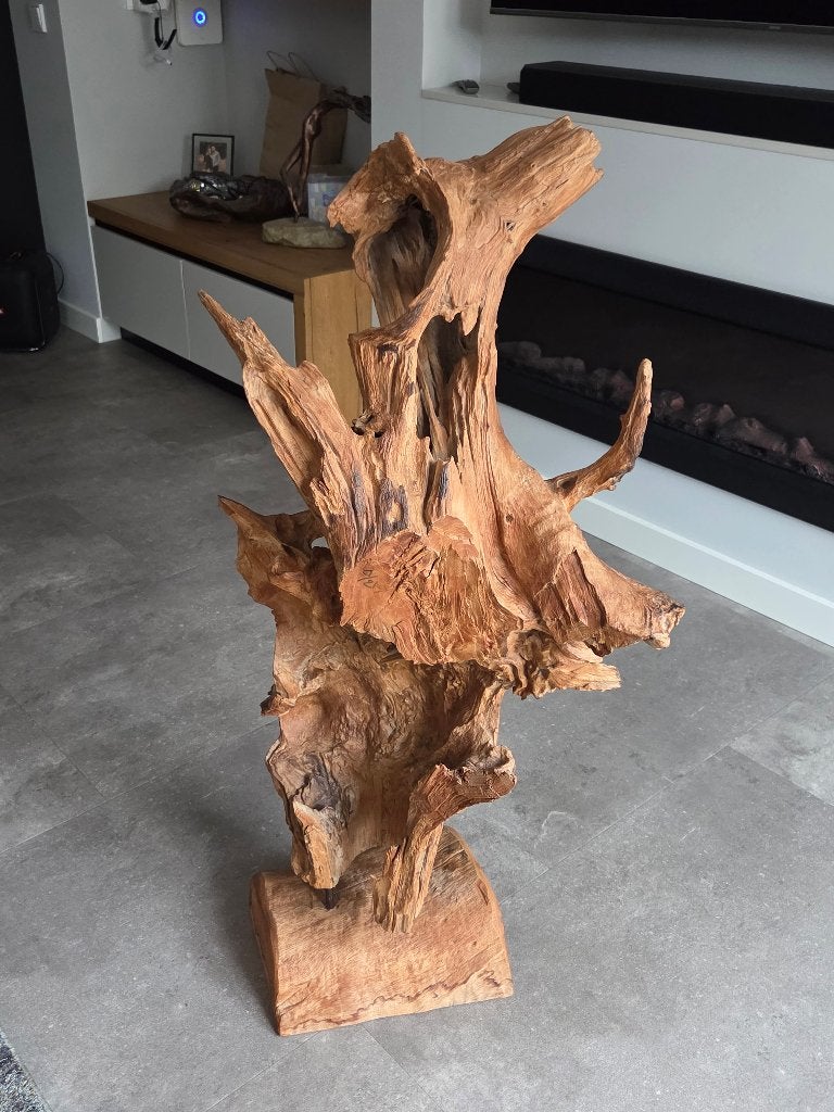 natuurlijk decoratief ornament/sculptuur van drijfhout, Ophalen, Gebruikt, Hout