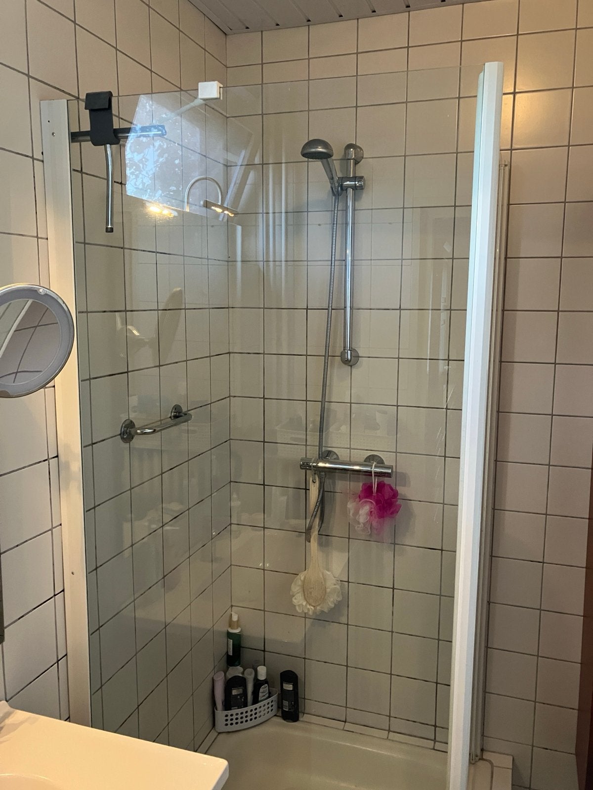 Douchecabine met deur, magnetische sluiting, Ophalen, Gebruikt, Glas, Douche