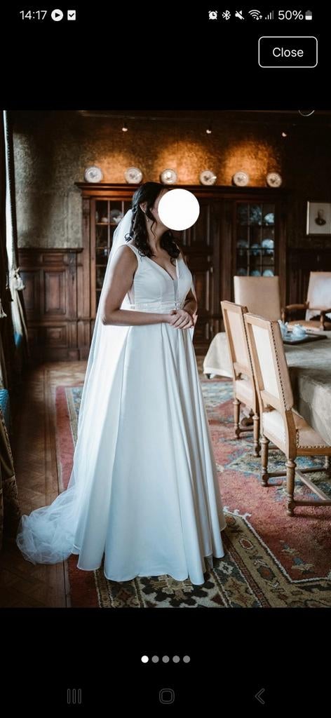 Trouwjurk (L/40) met gratis sluier en sjaal, Kleding | Dames, Trouwkleding en Trouwaccessoires, Ophalen of Verzenden, Gedragen