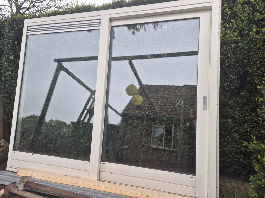 Hardhouten schuifpui, Doe-het-zelf en Verbouw, Kozijnen en Schuifpuien, Ophalen, 225 cm of meer, 150 tot 225 cm, Schuifpui