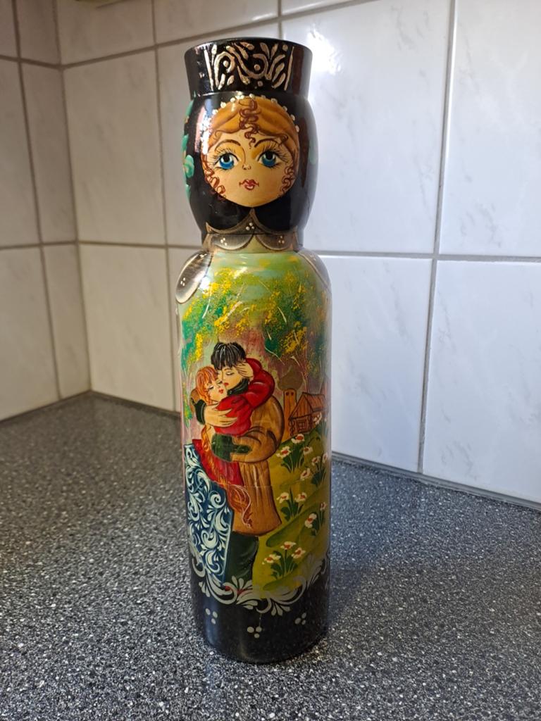 Vintage russische matroesjka fles hout, Ophalen of Verzenden