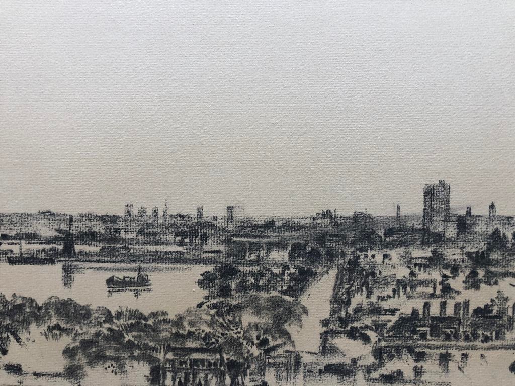 Poppe Damave - Houtskooltekening Gezicht op Heemstede - 1948, Verzenden